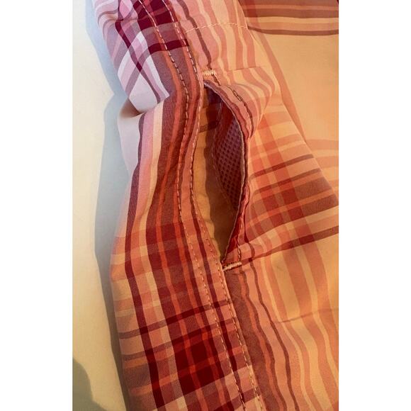 Eddie Bauer Ladies Short Sleeve Adventure Top, Peach Starling Plaid XL - Picture 8 of 16